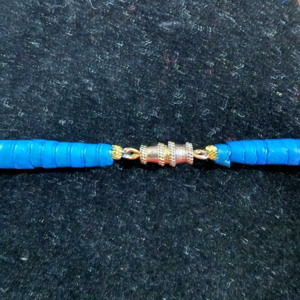 Elegant Blue Wood Beaded Necklace - Picture 3 of 3